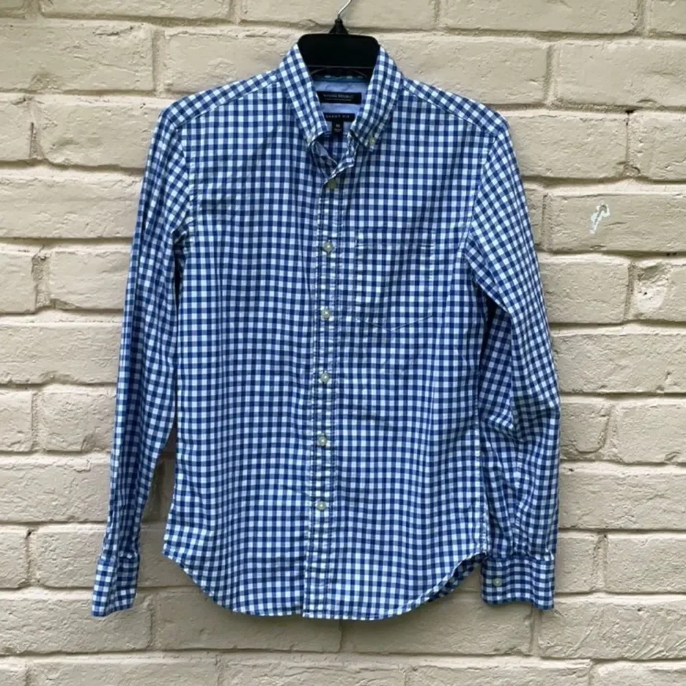 Take 50% OFF- Banana Republic Grant Fit Shirt, Blue/White, Size-XS